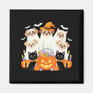 Womens Halloween Dog Dressed As Ghost Halloween Magnet