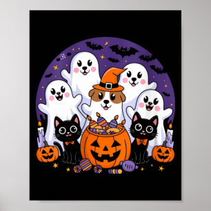 Womens Halloween Dog Ghost Halloween Dog Funny Men Poster