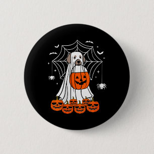 Womens Halloween Dog Ghost V-Neck 6 Cm Round Badge