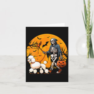 Womens Halloween Dog Skeleton Leads Dog Halloween Card