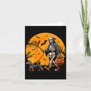 Womens Halloween Dog Skeleton Leads Dog Halloween Card