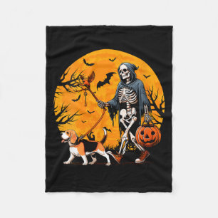 Womens Halloween Dog Skeleton Leads Dog Halloween Fleece Blanket