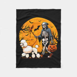 Womens Halloween Dog Skeleton Leads Dog Halloween Fleece Blanket
