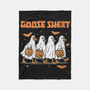 Womens Halloween Fall Goose Sheet Ghost Floral Aut Fleece Blanket