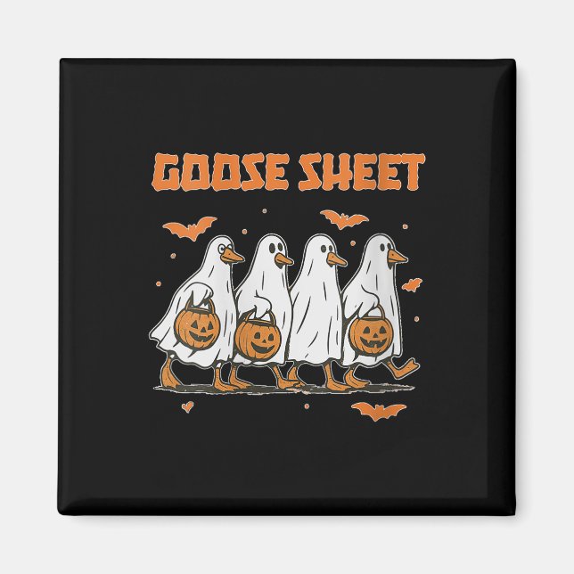 Womens Halloween Fall Goose Sheet Ghost Floral Aut Magnet (Front)