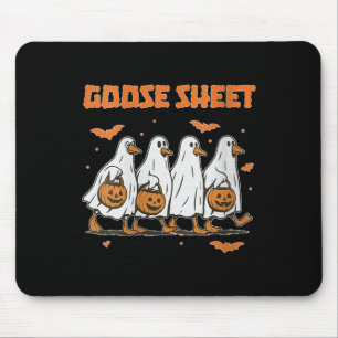 Womens Halloween Fall Goose Sheet Ghost Floral Aut Mouse Mat
