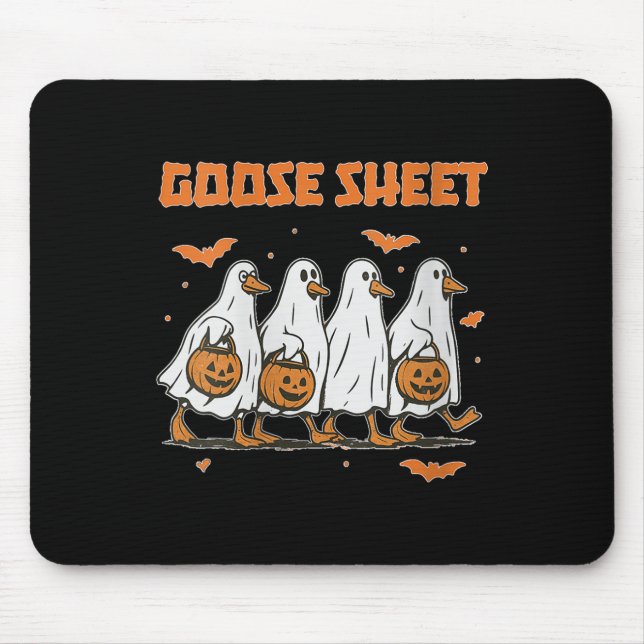 Womens Halloween Fall Goose Sheet Ghost Floral Aut Mouse Mat (Front)