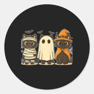 Womens Halloween Funny Pumpkin Halloween Black Cat Classic Round Sticker