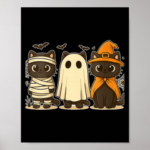 Womens Halloween Funny Pumpkin Halloween Black Cat Poster