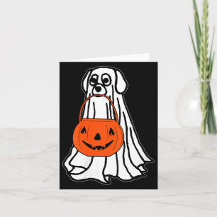 Womens Halloween Ghost Dog V-Neck Card