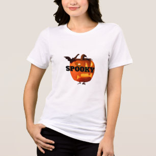 Women's Halloween Jack O Lantern T-Shirt - Spooky  Tri-Blend Shirt