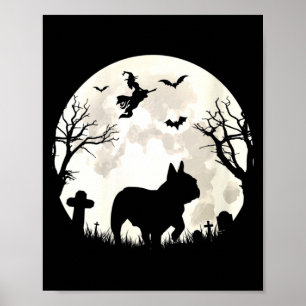 Womens Halloween Moon French Bulldog Costume Dog Poster