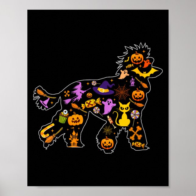 Women's halloween poodle dog  poster (Front)