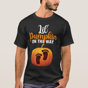 Womens Halloween Pregnancy Lil' Pumpkin On The Way T-Shirt