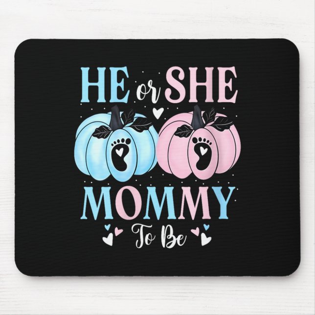 Womens Halloween Pumpkin Gender Reveal He Or She M Mouse Mat (Front)