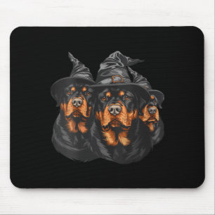 Womens Halloween Rottweiler Dogs Witch Cute Spooky Mouse Mat