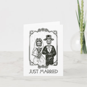 Womens Halloween Skeletons Bride And Groom Just Ma Card