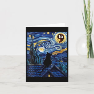 Womens Halloween Starry Night Black Cat Comma La K Card