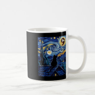 Womens Halloween Starry Night Black Cat Comma La K Coffee Mug