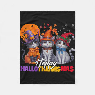Womens Halloween Thanksgiving Christmas Happy Hall Fleece Blanket