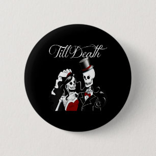 Womens Halloween Wedding Gothic Bride Groom Skelet 6 Cm Round Badge