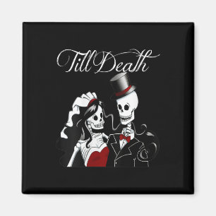 Womens Halloween Wedding Gothic Bride Groom Skelet Magnet