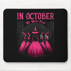 Womens Halloween Witch Witchy Breast Cancer V-Neck Mouse Mat