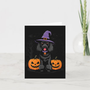 Womens Halloween Witchy Black Standard Poodle Dog Card