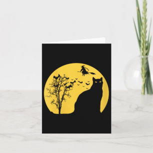 Womens Halloween With Black Cat Candy V-Neck Card