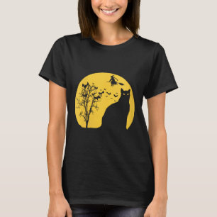 Womens Halloween With Black Cat Candy V-Neck T-Shirt