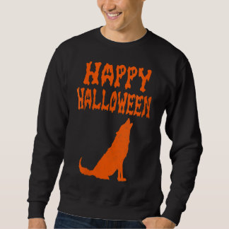 Womens Halloween Wolf Hallow Graveyard Pumpkin Sweatshirt