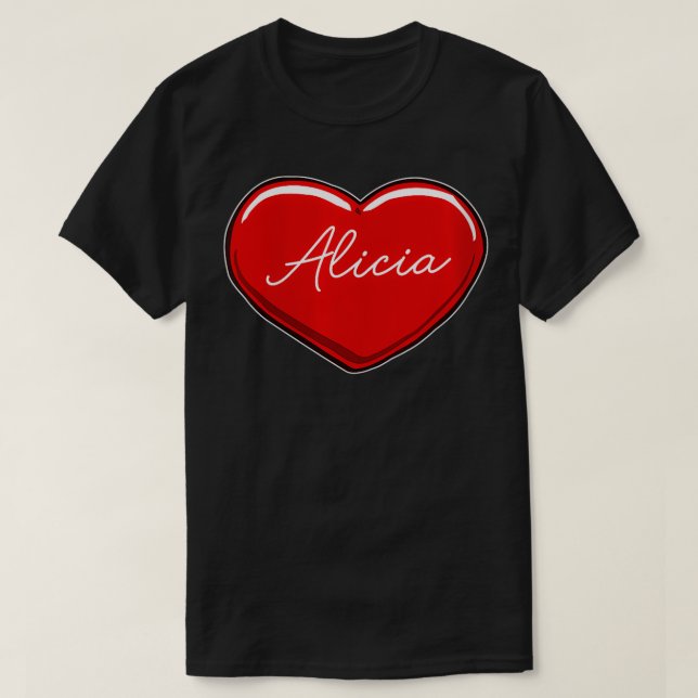 Womens Hand Drawn Heart Alicia  First Name Hearts  T-Shirt (Design Front)