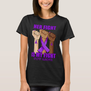 Womens Hand Her fight is my fight purple epilepsy T-Shirt