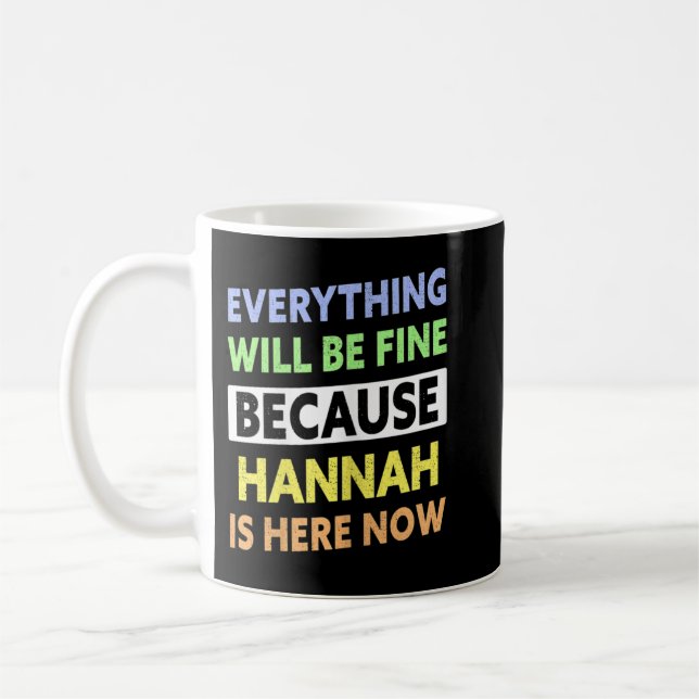 Womens Hannah Is Here Now Funny Hannah Name  Coffee Mug (Left)