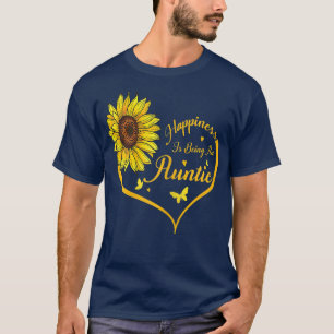 Womens Happiness is being a Auntie Shirt Sunflower