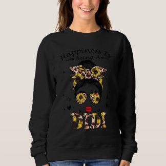 Womens Happiness Is Being A Didi Messy Bun Leopard Sweatshirt