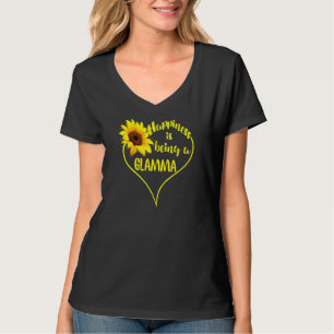 Womens Happiness Is Being A Glamma Sunflower Mothe T-Shirt