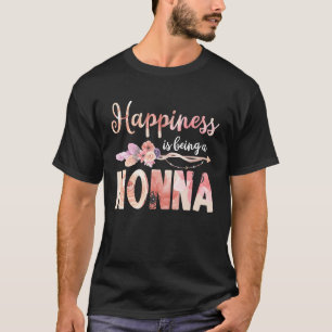 Womens Happiness is Being a Nonna Floral Mother's  T-Shirt