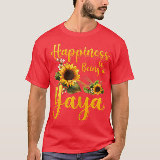 Womens Happiness Is Being Yaya Life Flower Art Gra T-Shirt