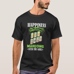 Womens Happiness Is Playing Mahjong Mahj Jong W T-Shirt