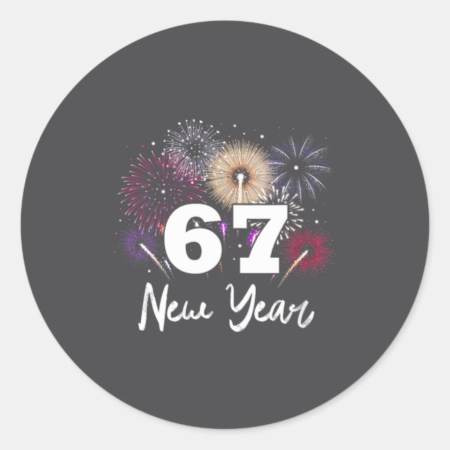 Womens Happy 2026 New Year's Eve Party 67 Meme V-n Classic Round Sticker (Front)