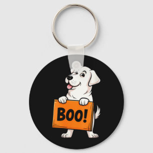 Womens Happy Boo Retriever Dog Halloween Key Ring