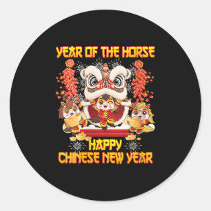 Womens Happy Chinese New Year 2026 Year Of The Hor Classic Round Sticker