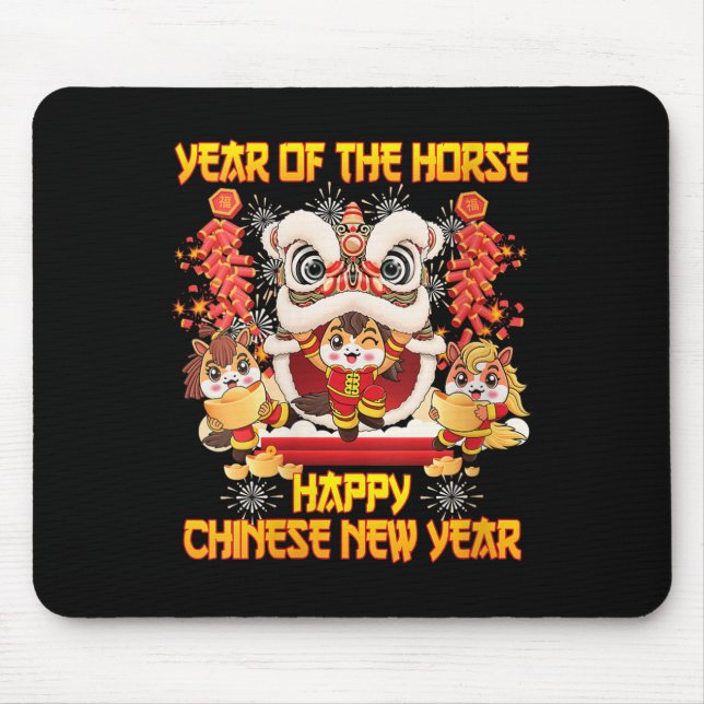 Womens Happy Chinese New Year 2026 Year Of The Hor Mouse Mat (Front)