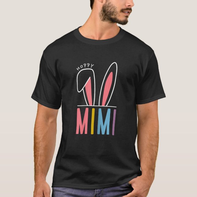 Womens Happy Easter Day 2023 Hoppy Mimi Bunny Funn T-Shirt (Front)