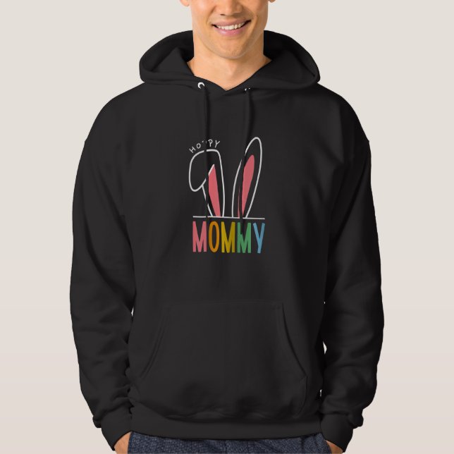 Womens Happy Easter Day 2023 Hoppy Mommy Bunny Fun Hoodie (Front)