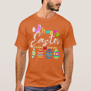 Womens Happy Ester Letter Eggs Holiday Easter Cool T-Shirt
