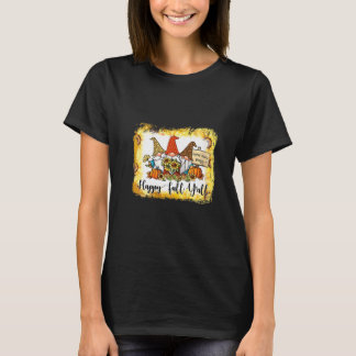 Womens Happy Fall Y'all Leopard Pumpkin Gnome Autu T-Shirt