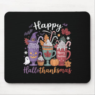 Womens Happy Hallothanksmas Coffee Lover Halloween Mouse Mat
