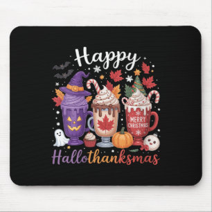 Womens Happy Hallothanksmas Coffee Lover Halloween Mouse Mat